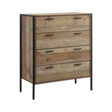 4 Pieces Storage Bedroom Suite with Particle Board Contraction and Metal Legs Queen Size Oak Colour Bed, Bedside Table & Tallboy