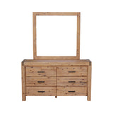 4 Pieces Bedroom Suite Queen Size Silver Brush in Acacia Wood Construction Bed, Bedside Table & Dresser