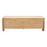 TV Cabinet with 3 Storage Drawers with Shelf Solid Acacia Wooden Frame Entertainment Unit in Oak Colour