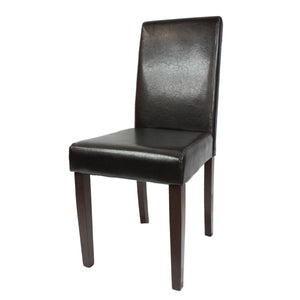 2x Wooden Frame Black Leatherette Dining Chairs with Solid Pine Legs