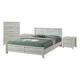 3 Pieces Bedroom Suite Natural Wood Like MDF Structure Queen Size White Ash Colour Bed, Bedside Table
