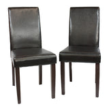 2x Wooden Frame Black Leatherette Dining Chairs with Solid Pine Legs