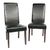 2x Wooden Frame Black Leatherette Dining Chairs with Solid Pine Legs