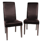 2x Wooden Frame Brown Leatherette Dining Chairs with Solid Pine Legs