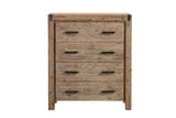 Tallboy with 4 Storage Drawers Assembled in Oak Colour Solid Wooden