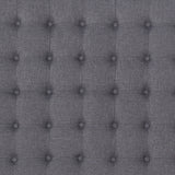 Bed Head King Charcoal Headboard Upholstery Fabric Tufted Buttons