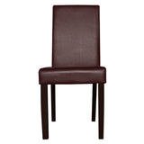 2x Wooden Frame Brown Leatherette Dining Chairs with Solid Pine Legs