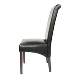 2x Wooden Frame Black Leatherette Dining Chairs with Solid Pine Legs