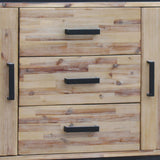 Buffet Sideboard in Silver Brush Colour with Solid Acacia & Veneer Wooden Frame Storage Cabinet with Drawers