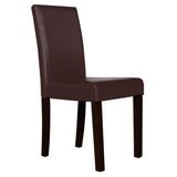 2x Wooden Frame Brown Leatherette Dining Chairs with Solid Pine Legs