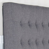 Bed Head King Charcoal Headboard Upholstery Fabric Tufted Buttons