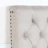 Bed Head Double Size French Provincial Headboard Upholsterd Fabric Beige