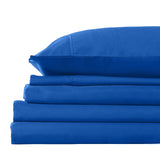 Royal Comfort 2000TC 3 Piece Fitted Sheet and Pillowcase Set Bamboo Cooling Queen Royal Blue