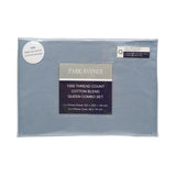 Park Avenue 1000TC Cotton Blend Sheet & Pillowcases Set Hotel Quality Bedding Single Blue Fog