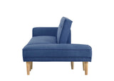 3 Seater Fabric Sofa Bed with Ottoman - Blue