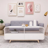 Merlin White Modern Retro Coffee Table with Push to Open Drawers