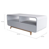 Merlin White Modern Retro Coffee Table with Push to Open Drawers