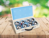 Deluxe Boules Bocce 8 Alloy Ball Set with Wooden Case