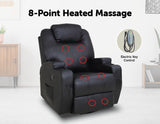 Massage Sofa Chair Recliner 360 Degree Swivel PU Leather Lounge 8 Point Heated