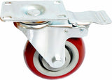 4 x 4" Heavy Duty PU Swivel Castor Wheels With Brake