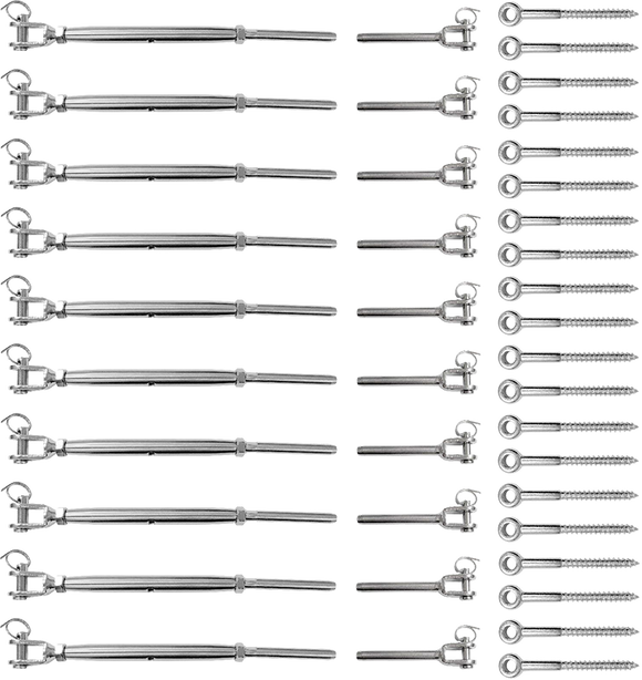 Stainless Steel Wire Rope DIY Balustrade Kit Jaw/Swage Fork Turnbuckle - 10 pack