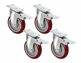 4 X 5" Heavy Duty 400kg Swivel Castor Wheels Trolley Furniture Caster All Brake