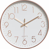 Modern Wall Clock Silent Non-Ticking Quartz Battery Operated Rose Gold