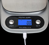 0.1g High Precision Kitchen Scale Rechargable Food Scale Digital 3KG