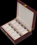 10 Grids Wooden Watch Case Glass Jewellery Storage Holder Box Wood Display