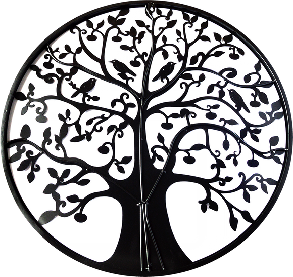 Black Tree of Life Wall Art Hanging Metal Iron Sculpture Garden 60cm