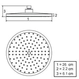 Overhead Rain Shower Head - 260mm Circular Large Chromed