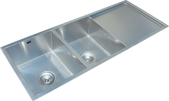 1160x460mm Handmade Stainless Steel Undermount / Topmount Kitchen Laundry Sink with Waste