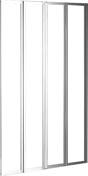 4 Fold Chrome Folding Bath Shower Screen Door Panel 1000 x 1400mm