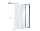 4 Fold Chrome Folding Bath Shower Screen Door Panel 1000 x 1400mm