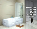 1200 x 1450mm Frameless Bath Panel 10mm Glass Shower Screen By Della Francesca