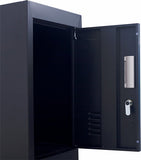 Standard Lock 4-Door Vertical Locker for Office Gym Shed School Home Storage Black