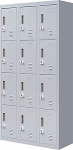 3-Digit Combination Lock 12 Door Locker for Office Gym - Light Grey