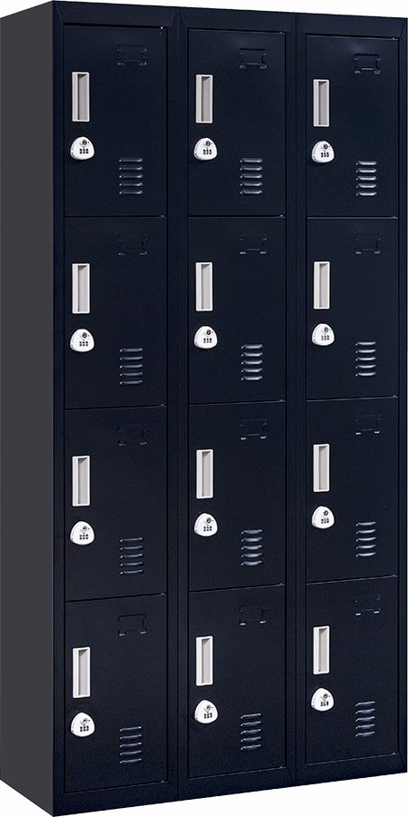 3-digit Combination Lock 12 Door Locker for Office Gym - Black