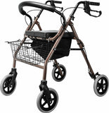 Rollator Walker Walking Frame With Wheels Zimmer Mobility Aids Seat Coffee and Black