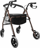 Rollator Walker Walking Frame With Wheels Zimmer Mobility Aids Seat Coffee and Black