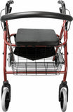 Rollator Walker Walking Frame With Wheels Zimmer Mobility Aids Seat Red