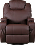 Brown Massage Sofa Chair Recliner 360 Degree Swivel PU Leather Lounge 8 Point Heated