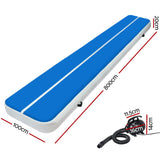 Everfit 8X1M Inflatable Air Track Mat 20CM Thick with Pump Tumbling Gymnastics Blue