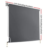 Instahut 2.1m x 2.5m Retractable Roll Down Awning - Grey