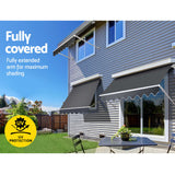 Instahut 2.1m x 2.1m Retractable Fixed Pivot Arm Awning - Grey