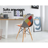 Artiss Set of 4 Retro Beech Fabric Dining Chair - Multi Colour