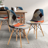 Artiss Set of 4 Retro Beech Fabric Dining Chair - Multi Colour