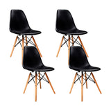 Artiss Set of 4 Retro Beech Wood Dining Chair - Black