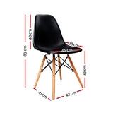 Artiss Set of 4 Retro Beech Wood Dining Chair - Black