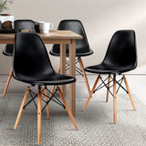 Artiss Set of 4 Retro Beech Wood Dining Chair - Black